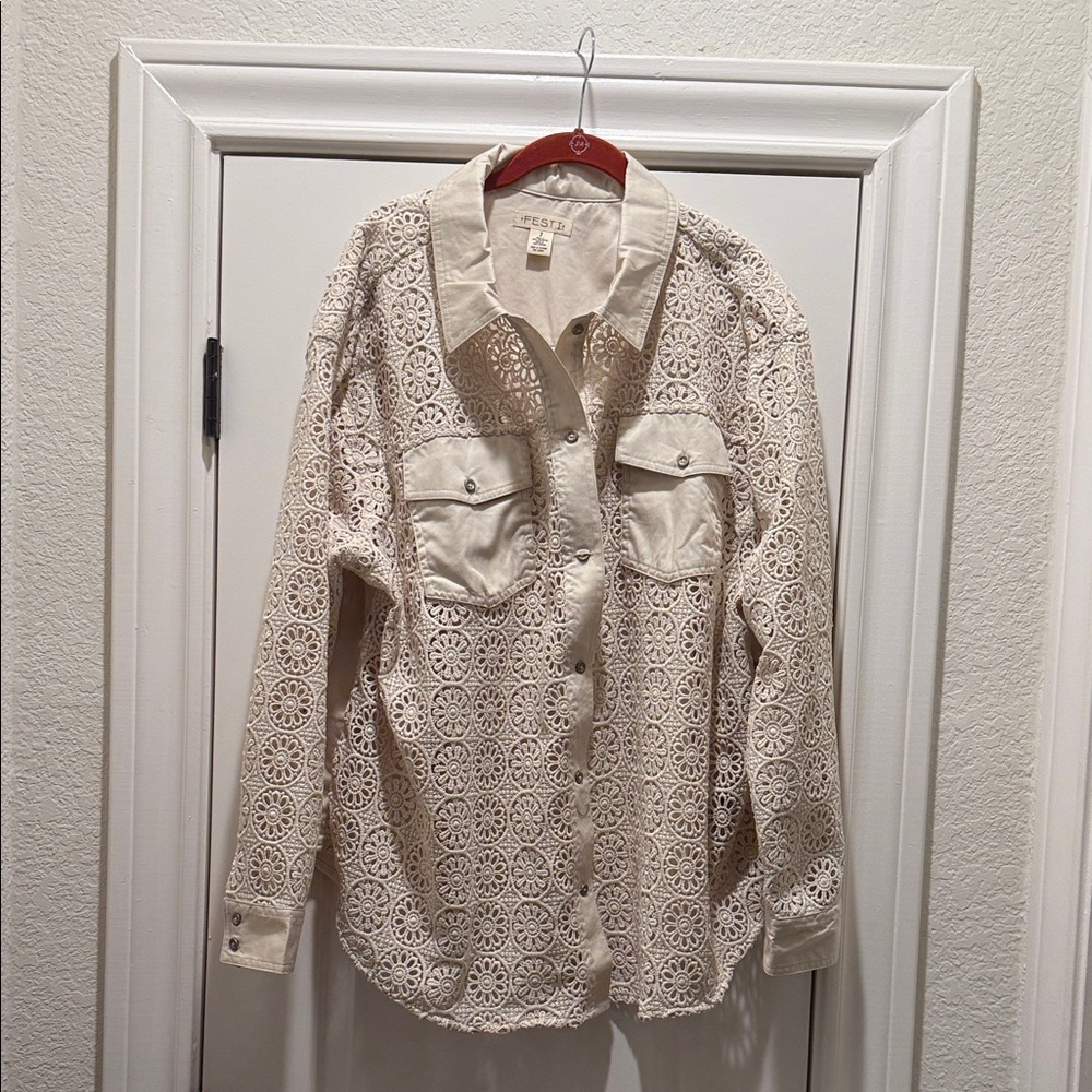 Women's Cream Lace Jacket
